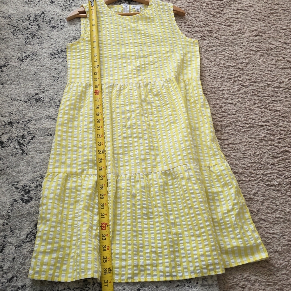 Chloe + Rene Gingham Cotton Blend Sleeveless Dress Womns S Yellow Preppy Cottage - Picture 5 of 5
